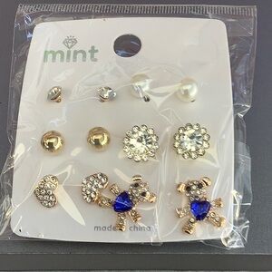 Mint Blue Teddy Pack Of Earrings